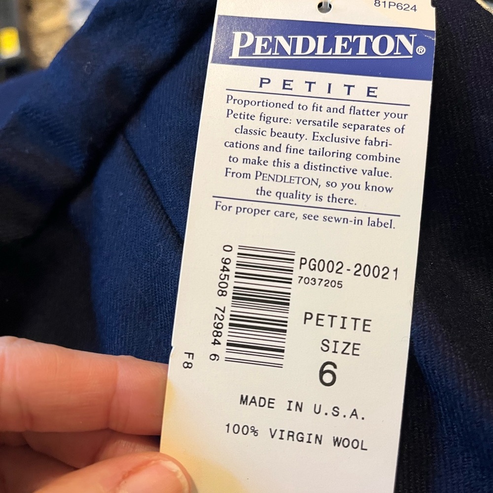 Vintage NWT Pendleton virgin wool navy blue pencil skirt women’s size 6 petite - Picture 6 of 8